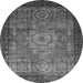 Round Machine Washable Abstract Gray Modern Rug, wshabs2340gry