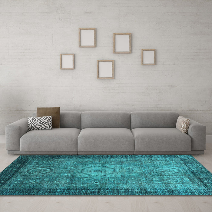 Machine Washable Abstract Light Blue Modern Rug in a Living Room, wshabs2340lblu