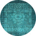 Round Machine Washable Abstract Light Blue Modern Rug, wshabs2340lblu