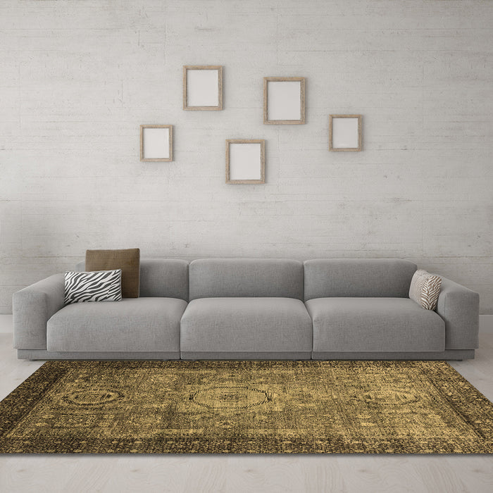 Machine Washable Abstract Brown Modern Rug in a Living Room,, wshabs2340brn