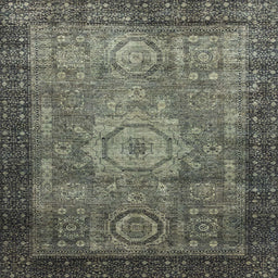 Square Abstract Taupe Brown Modern Rug, abs2340