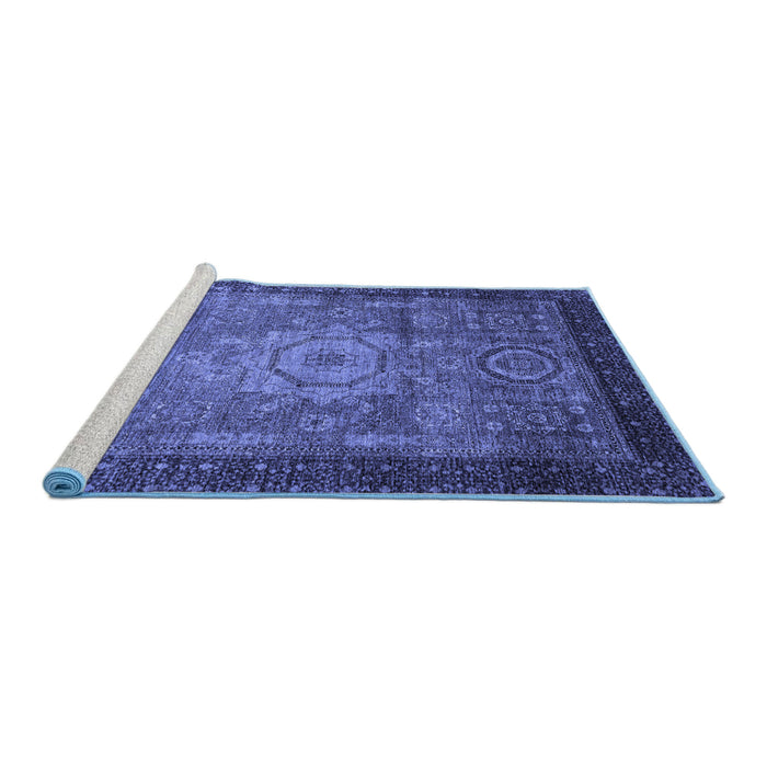 Sideview of Machine Washable Abstract Blue Modern Rug, wshabs2340blu