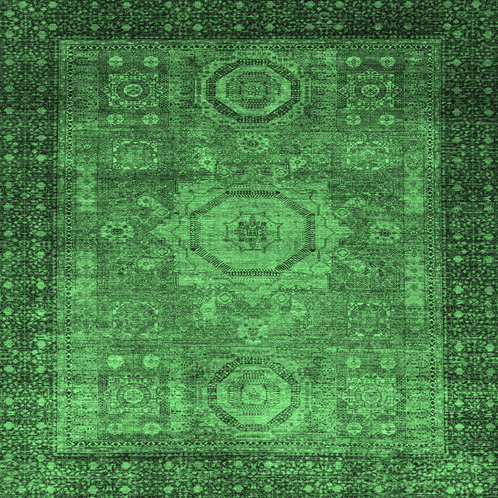 Square Abstract Emerald Green Modern Rug, abs2340emgrn