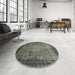 Round Abstract Taupe Brown Modern Rug in a Office, abs2340