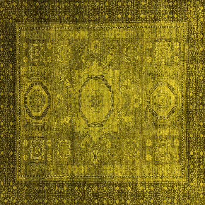 Square Machine Washable Abstract Yellow Modern Rug, wshabs2340yw