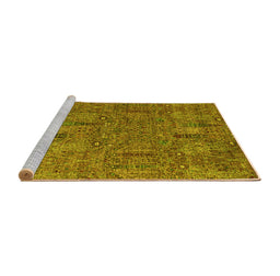 Sideview of Machine Washable Abstract Yellow Modern Rug, wshabs2341yw