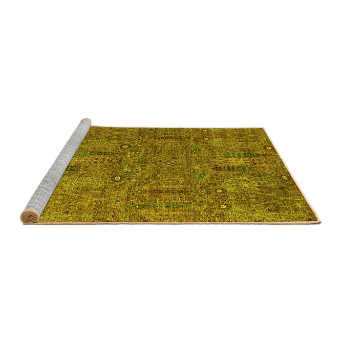 Sideview of Machine Washable Abstract Yellow Modern Rug, wshabs2341yw