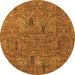 Round Abstract Orange Modern Rug, abs2341org