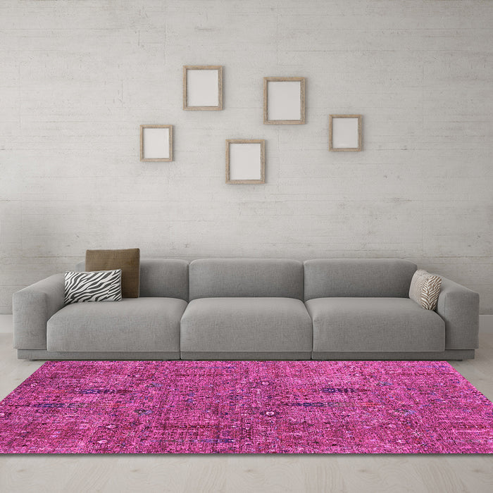 Machine Washable Abstract Pink Modern Rug in a Living Room, wshabs2341pnk