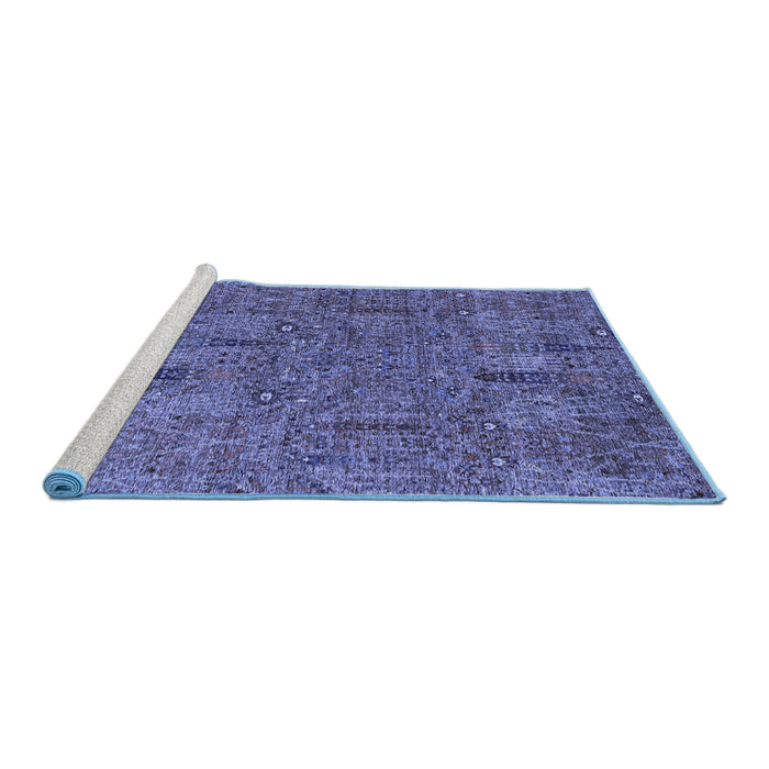 Sideview of Machine Washable Abstract Blue Modern Rug, wshabs2341blu