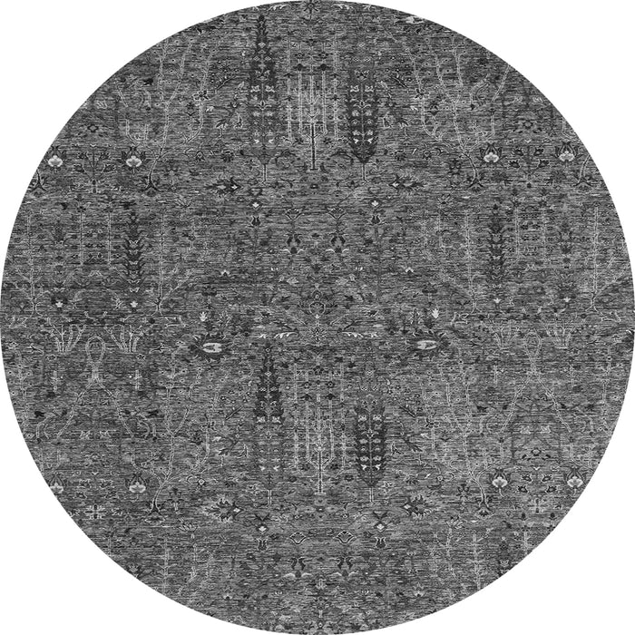 Round Abstract Gray Modern Rug, abs2341gry