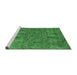 Sideview of Machine Washable Abstract Emerald Green Modern Area Rugs, wshabs2341emgrn