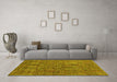 Machine Washable Abstract Yellow Modern Rug in a Living Room, wshabs2341yw