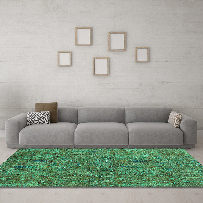 Machine Washable Abstract Turquoise Modern Area Rugs in a Living Room,, wshabs2341turq