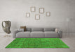 Machine Washable Abstract Green Modern Area Rugs in a Living Room,, wshabs2341grn