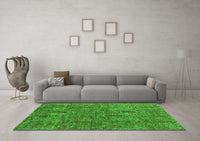 Machine Washable Abstract Green Modern Rug, wshabs2341grn