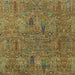 Square Abstract Caramel Brown Modern Rug, abs2341