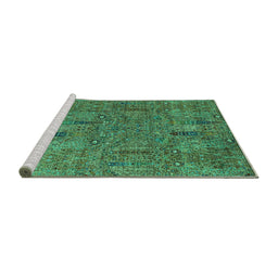 Sideview of Machine Washable Abstract Turquoise Modern Area Rugs, wshabs2341turq