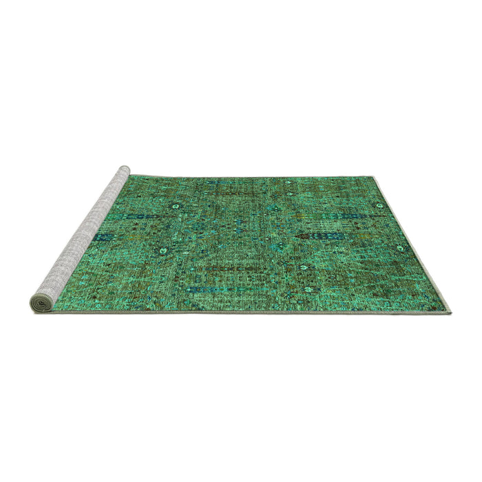 Sideview of Machine Washable Abstract Turquoise Modern Area Rugs, wshabs2341turq