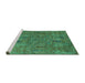 Sideview of Machine Washable Abstract Turquoise Modern Area Rugs, wshabs2341turq