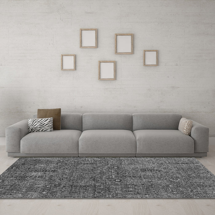 Machine Washable Abstract Gray Modern Rug in a Living Room,, wshabs2341gry