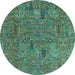 Round Machine Washable Abstract Light Blue Modern Rug, wshabs2341lblu