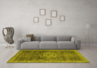 Machine Washable Abstract Yellow Modern Rug, wshabs2342yw