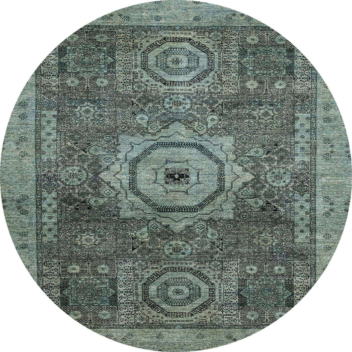 Round Machine Washable Abstract Gunmetal Gray Rug, wshabs2342