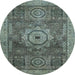 Round Machine Washable Abstract Gunmetal Gray Rug, wshabs2342