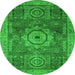 Round Abstract Green Modern Rug, abs2342grn