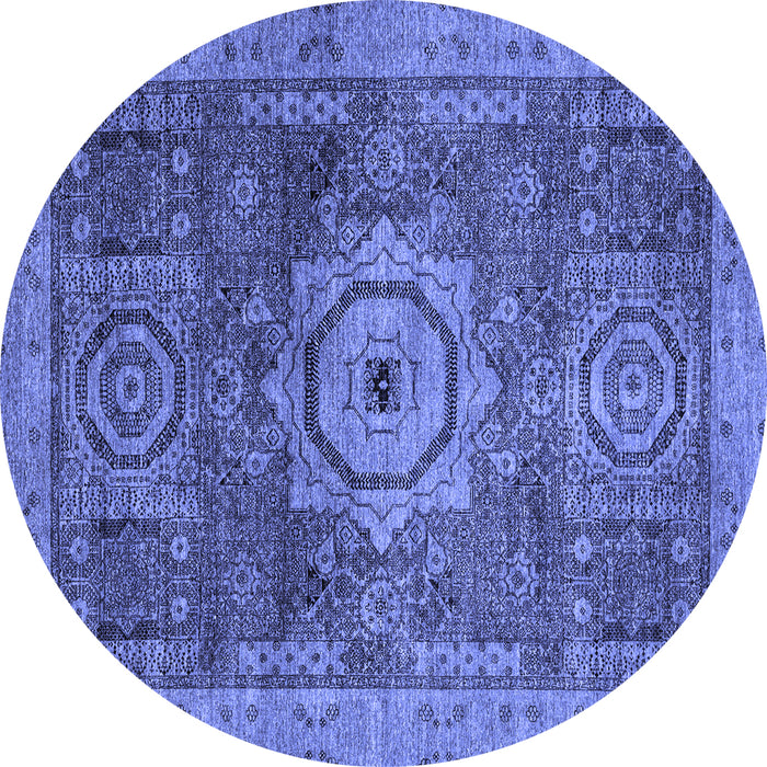 Round Machine Washable Abstract Blue Modern Rug, wshabs2342blu