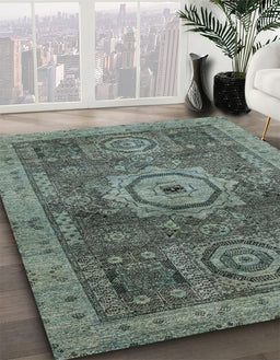 Abstract Gunmetal Gray Modern Rug in Family Room, abs2342