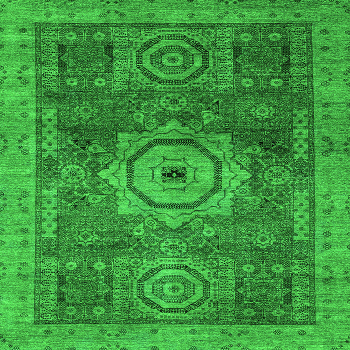 Square Machine Washable Abstract Green Modern Area Rugs, wshabs2342grn