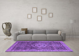 Machine Washable Abstract Purple Modern Area Rugs in a Living Room, wshabs2342pur