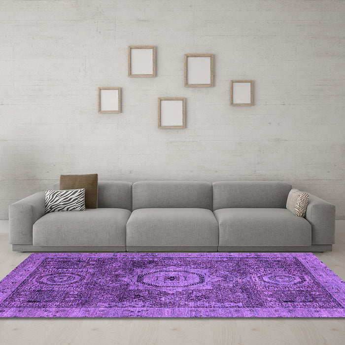 Machine Washable Abstract Purple Modern Area Rugs in a Living Room, wshabs2342pur