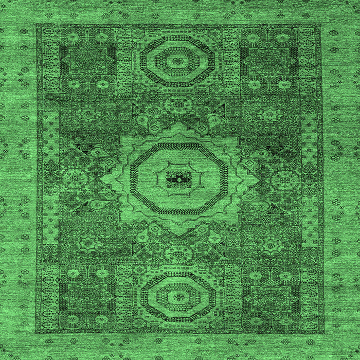 Square Abstract Emerald Green Modern Rug, abs2342emgrn