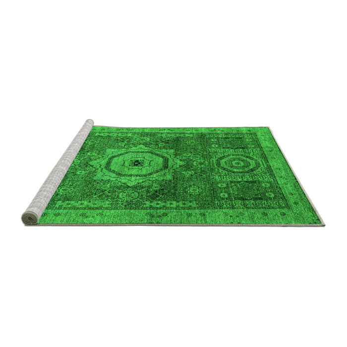 Sideview of Machine Washable Abstract Green Modern Area Rugs, wshabs2342grn