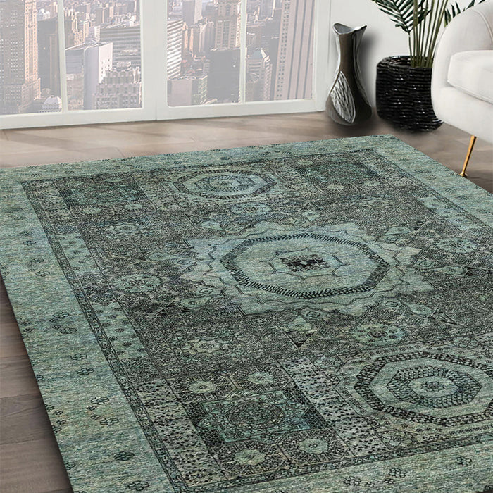 Abstract Gunmetal Gray Modern Rug in Family Room, abs2342