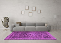 Machine Washable Abstract Pink Modern Rug in a Living Room, wshabs2342pnk