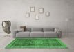 Machine Washable Abstract Emerald Green Modern Area Rugs in a Living Room,, wshabs2342emgrn