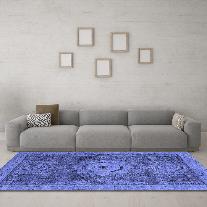 Machine Washable Abstract Blue Modern Rug in a Living Room, wshabs2342blu