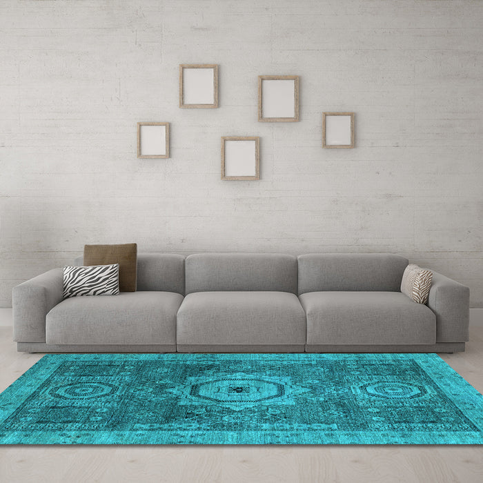 Machine Washable Abstract Light Blue Modern Rug in a Living Room, wshabs2342lblu