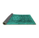 Sideview of Abstract Turquoise Modern Rug, abs2342turq