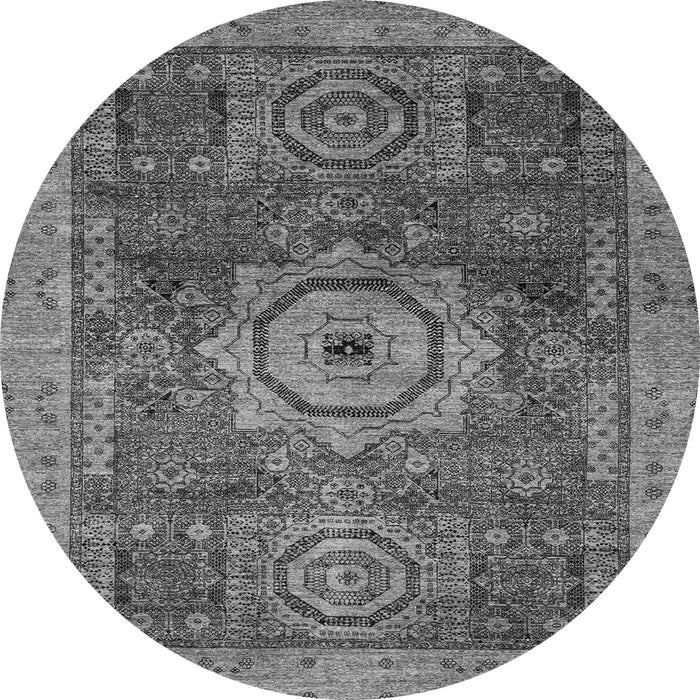 Round Machine Washable Abstract Gray Modern Rug, wshabs2342gry
