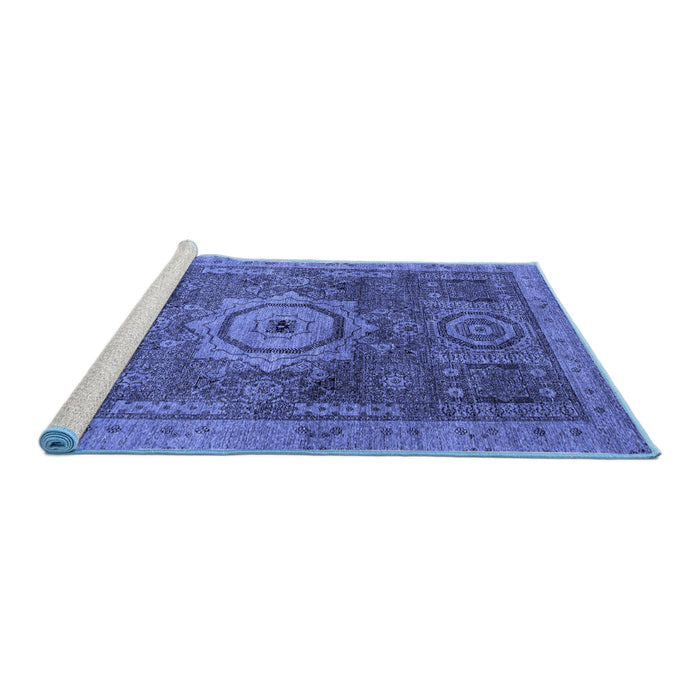 Sideview of Machine Washable Abstract Blue Modern Rug, wshabs2342blu