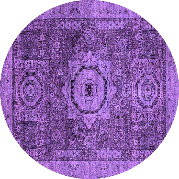 Round Abstract Purple Modern Rug, abs2342pur