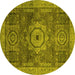 Round Abstract Yellow Modern Rug, abs2342yw