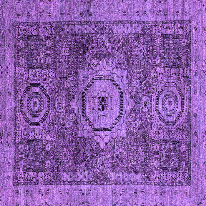 Square Machine Washable Abstract Purple Modern Area Rugs, wshabs2342pur