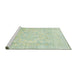 Sideview of Machine Washable Abstract Green Rug, wshabs2343