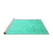 Sideview of Machine Washable Abstract Turquoise Modern Area Rugs, wshabs2343turq